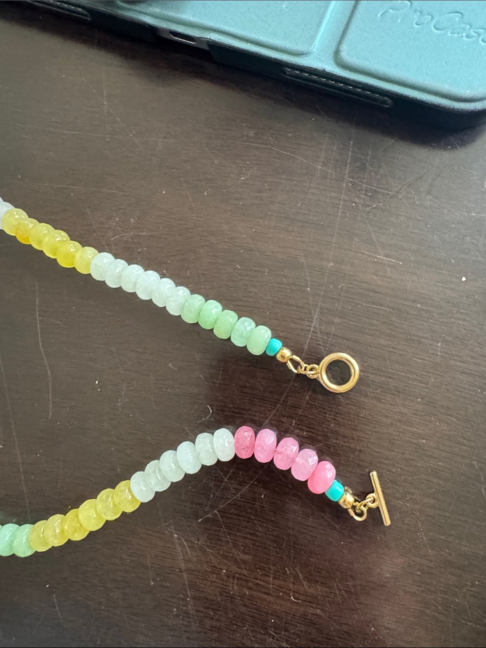 Multicolor Beaded Necklace - Pastel Rainbow - Picture 2 of 2